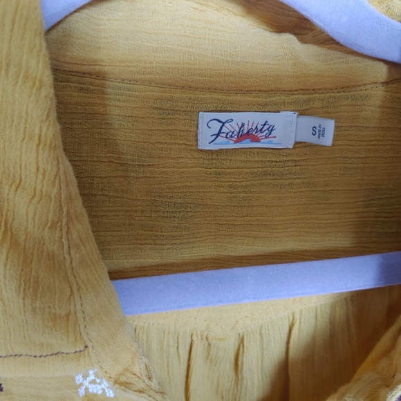 Faherty Yellow Embroidered Women's Top - Picture 5 of 8